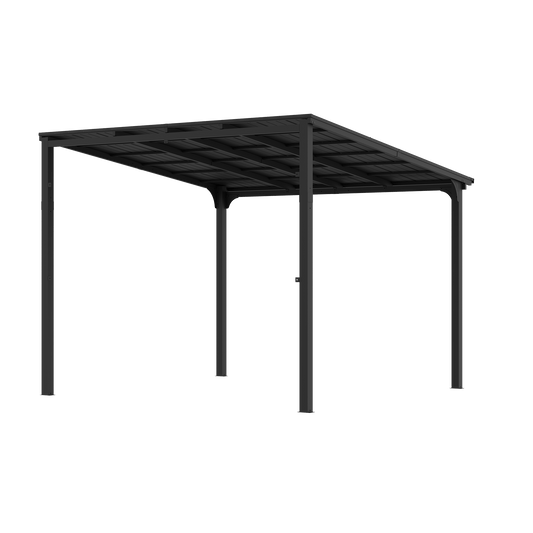 10'x10' StoneCreek Wall-mounted Lean to Hardtop Gazebo with Galvanized Steel Roof