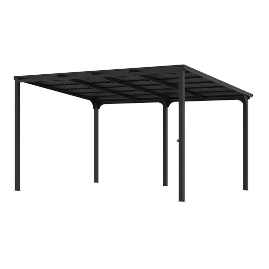 10'x14' StoneCreek Wall-mounted Lean to Hardtop Gazebo with Galvanized Steel Roof