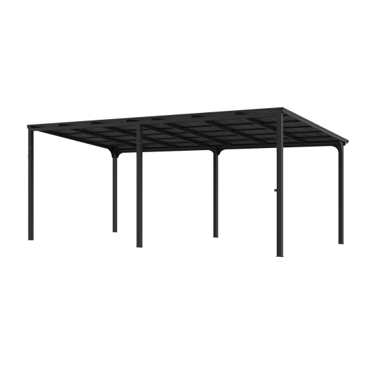10'x20' StoneCreek Wall-mounted Lean to Hardtop Gazebo with Galvanized Steel Roof