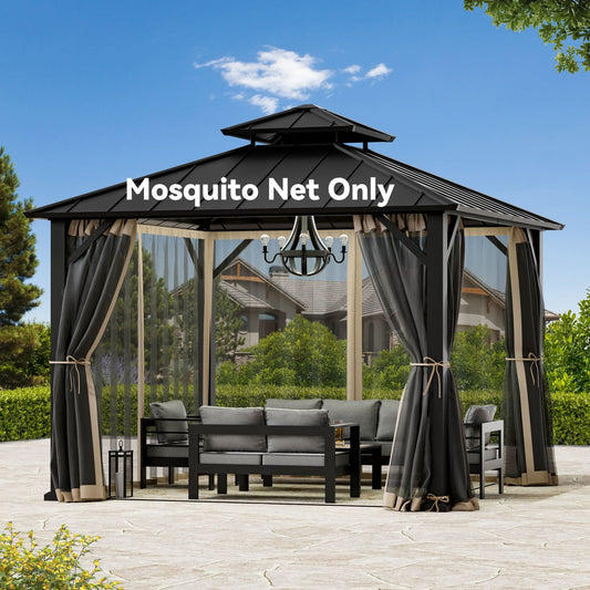10'x10' Mosquito Netting for Gazebo with Two-way Zipper