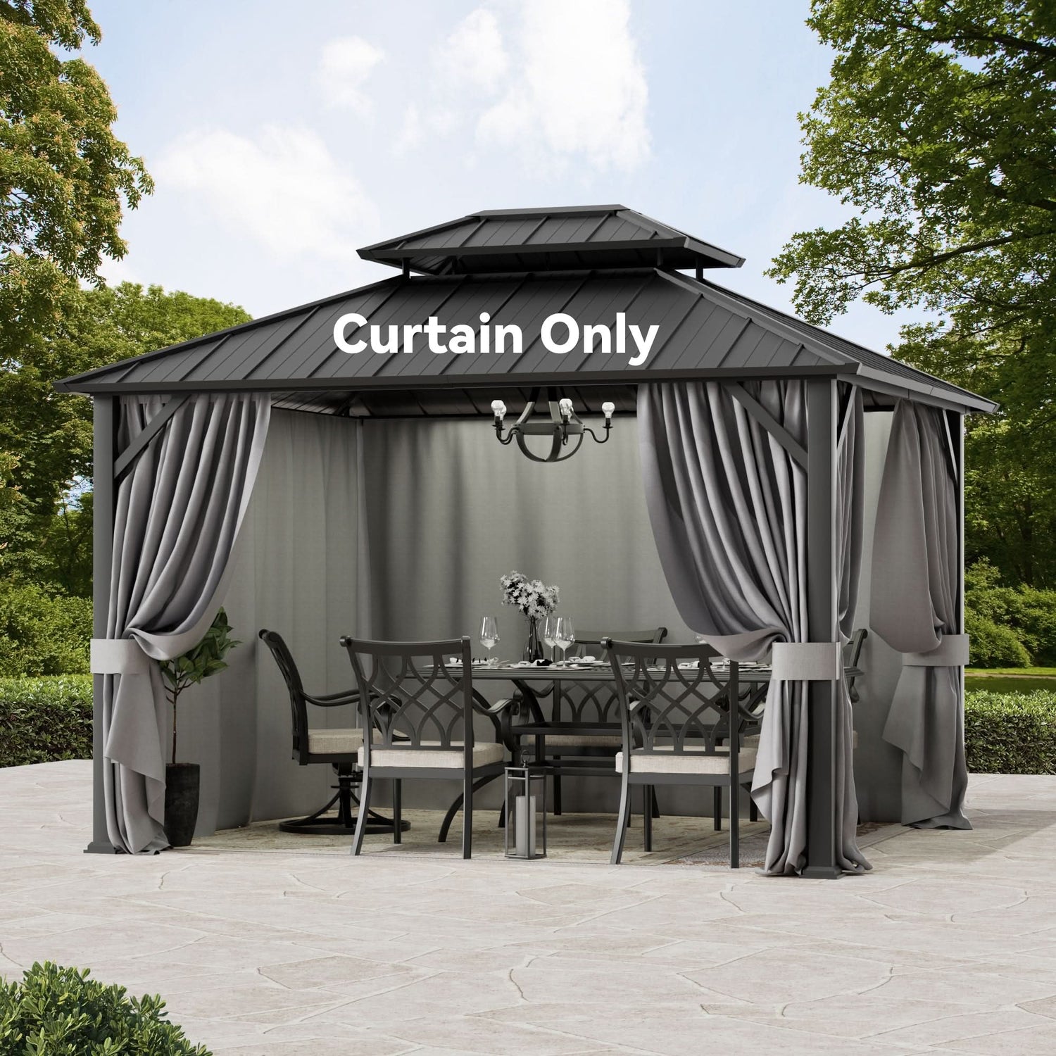 10'x12' Privacy Curtain for Gazebo with Two-way Zipper