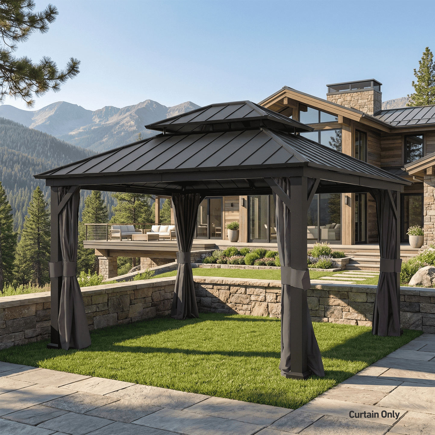 10'x12' Privacy Curtain for Gazebo with Two-way Zipper