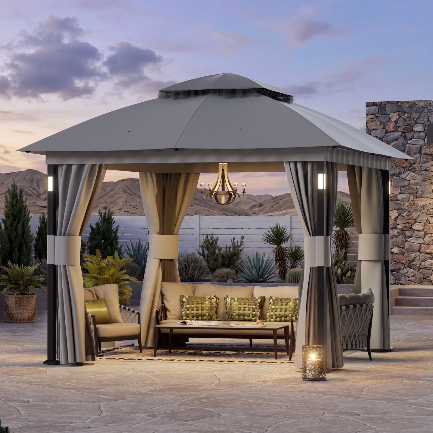 10'x10' Soft Top Gazebo with Bluetooth Speaker
