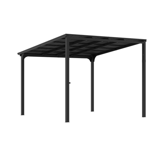 10'x10' StoneCreek Wall-mounted Lean to Hardtop Gazebo with Galvanized Steel Roof