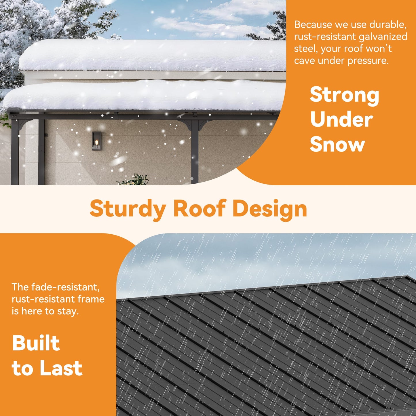 10'x14' StoneCreek Wall-mounted Lean to Hardtop Gazebo with Galvanized Steel Roof