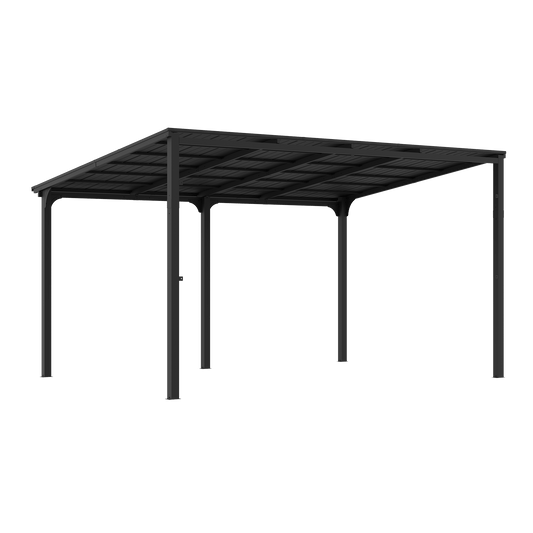 10'x14' StoneCreek Wall-mounted Lean to Hardtop Gazebo with Galvanized Steel Roof