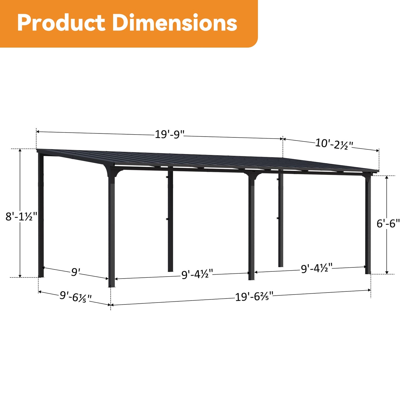 10'x20' StoneCreek Wall-mounted Lean to Hardtop Gazebo with Galvanized Steel Roof