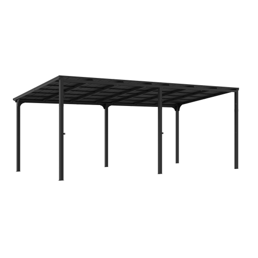 10'x20' StoneCreek Wall-mounted Lean to Hardtop Gazebo with Galvanized Steel Roof