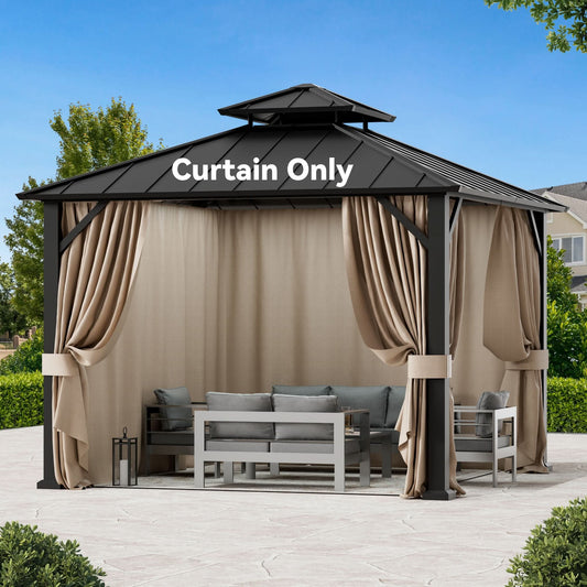 10'x10' Privacy Curtain for Gazebo with Two-way Zipper