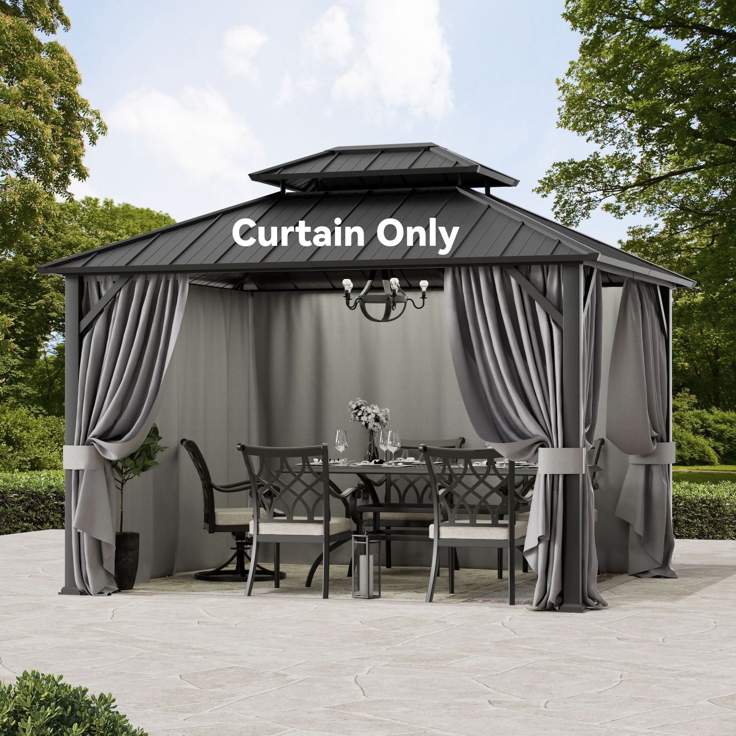 10'x12' Privacy Curtain for Gazebo with Two-way Zipper