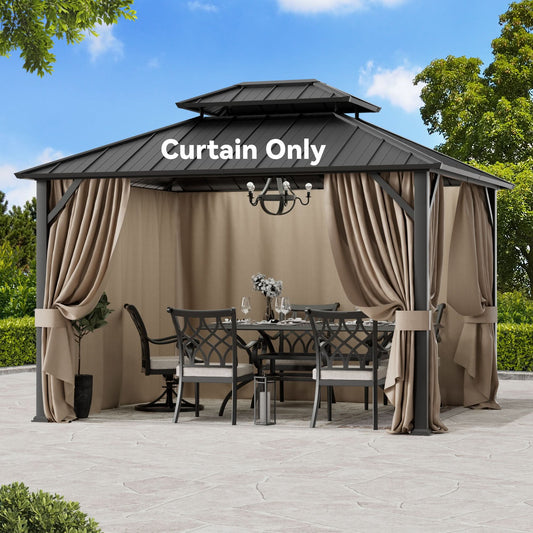 10'x12' Privacy Curtain for Gazebo with Two-way Zipper