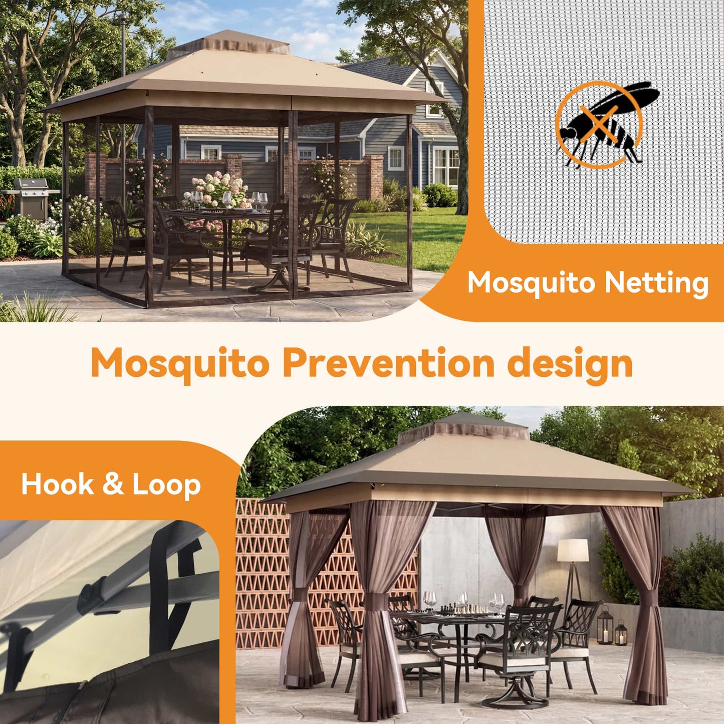 11'x11' Pop-up Gazebo with Mesh Netting