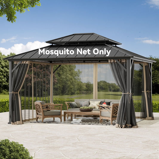 12'x14' Mosquito Netting for Gazebo with Two-way Zipper
