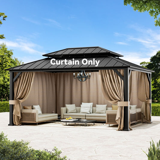 12'x16' Privacy Curtain for Gazebo with Two-way Zipper