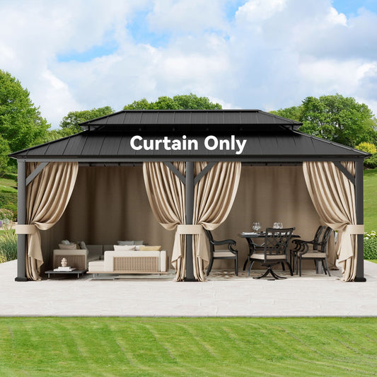 12'x20' Privacy Curtain for Gazebo with Two-way Zipper