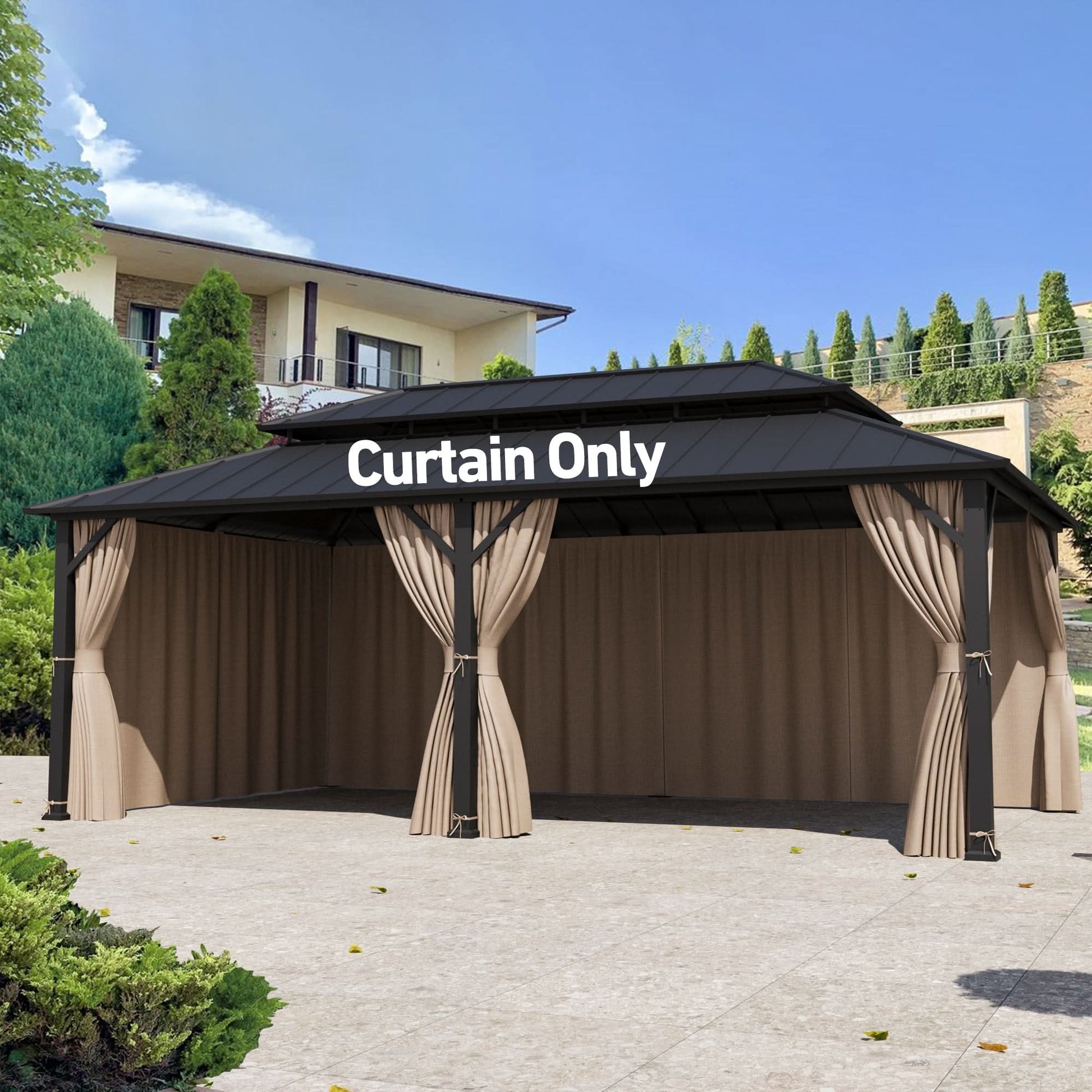 12'x24' Privacy Curtain for Gazebo with Two-way Zipper