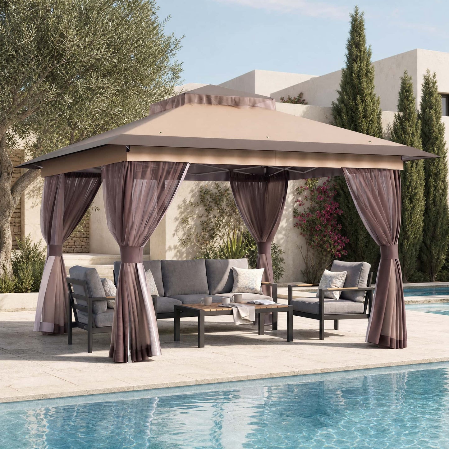 13'x13' Pop-up Gazebo with Mesh Netting