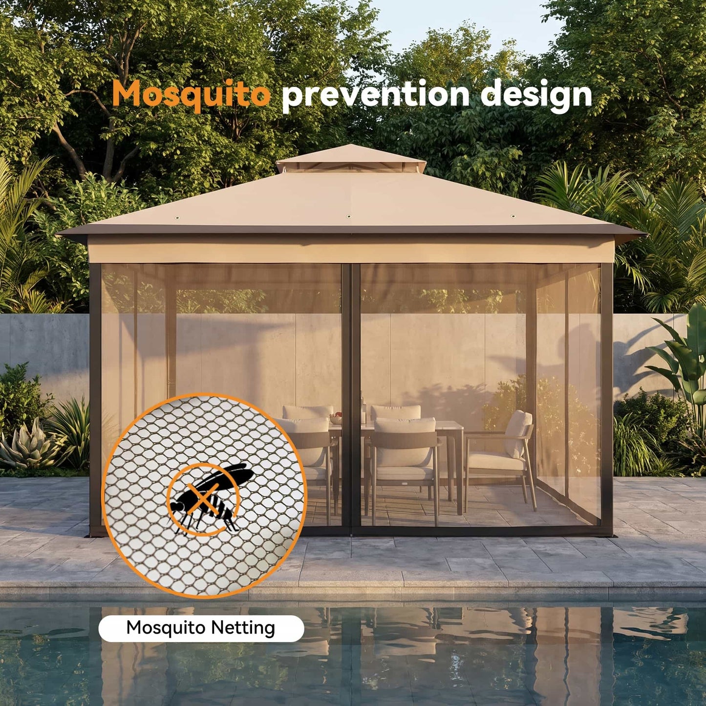 13'x13' Pop-up Gazebo with Mesh Netting