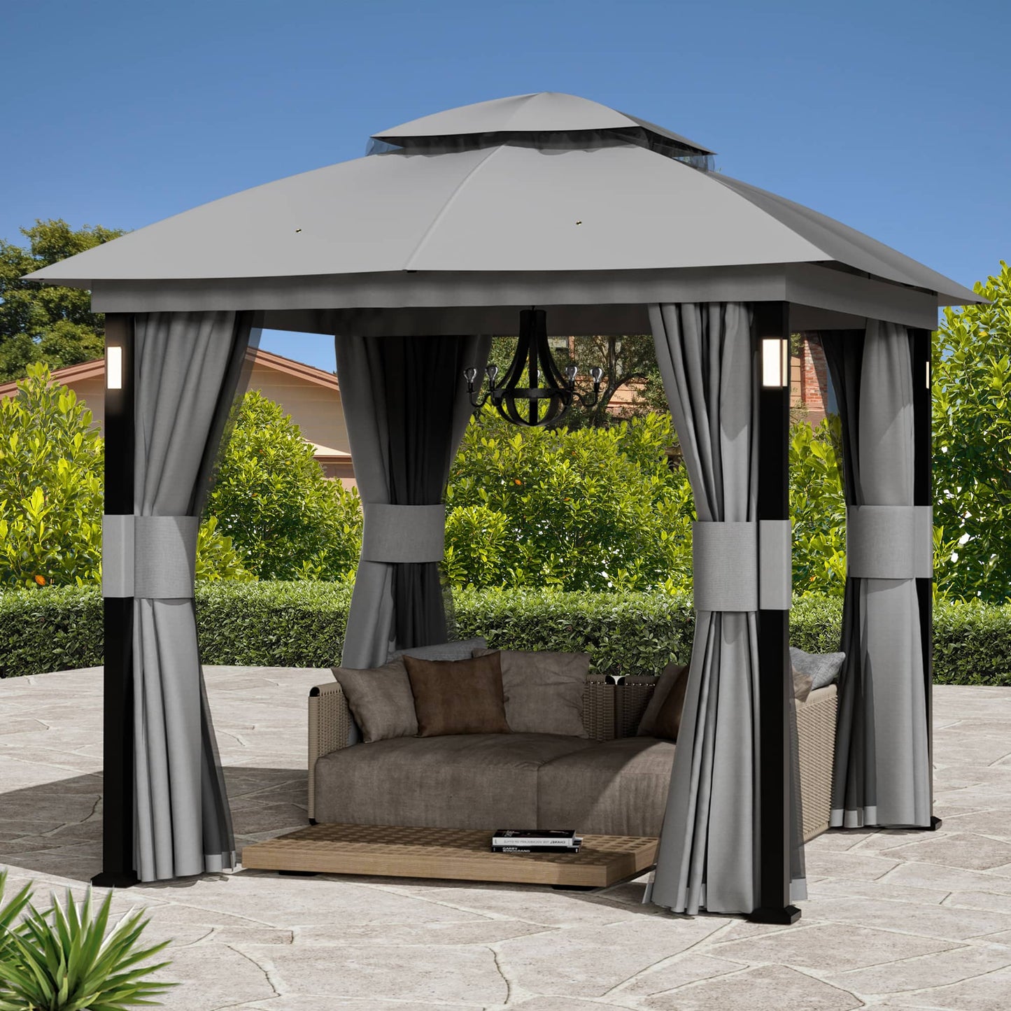 8'x8' Soft Top Gazebo with Bluetooth Speaker