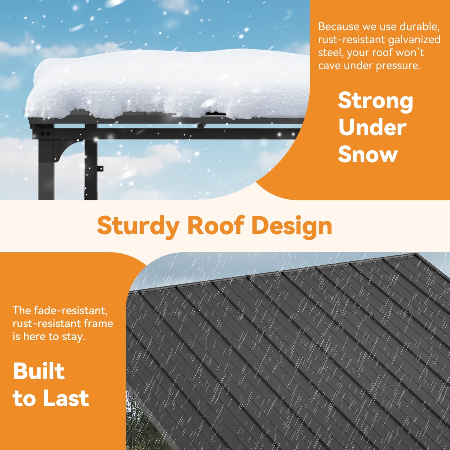 10'x10' StoneCreek Wall-mounted Lean to Hardtop Gazebo with Galvanized Steel Roof