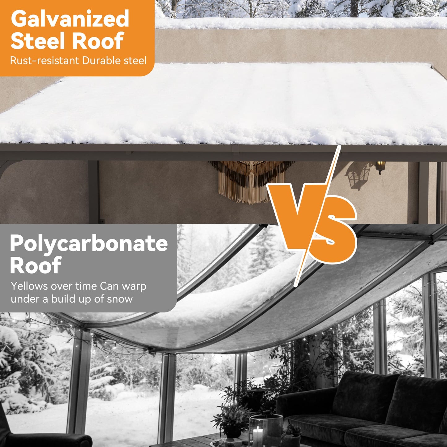 10'x10' StoneCreek Wall-mounted Lean to Hardtop Gazebo with Galvanized Steel Roof