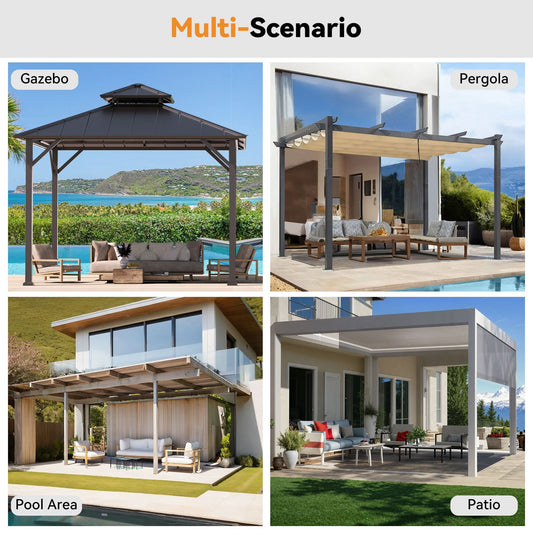 11'x13' Privacy Curtain for Gazebo with Two-way Zipper