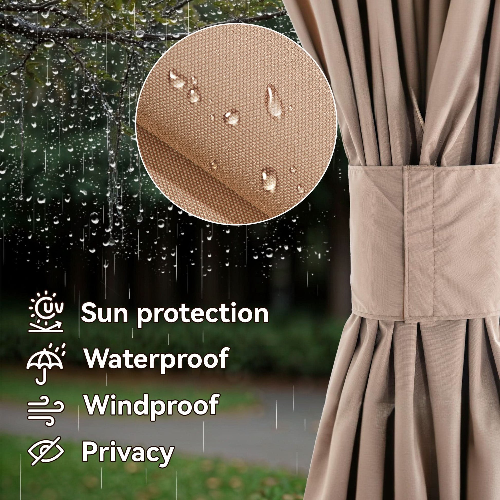 12'x14' Privacy Curtain for Gazebo with Two-way Zipper