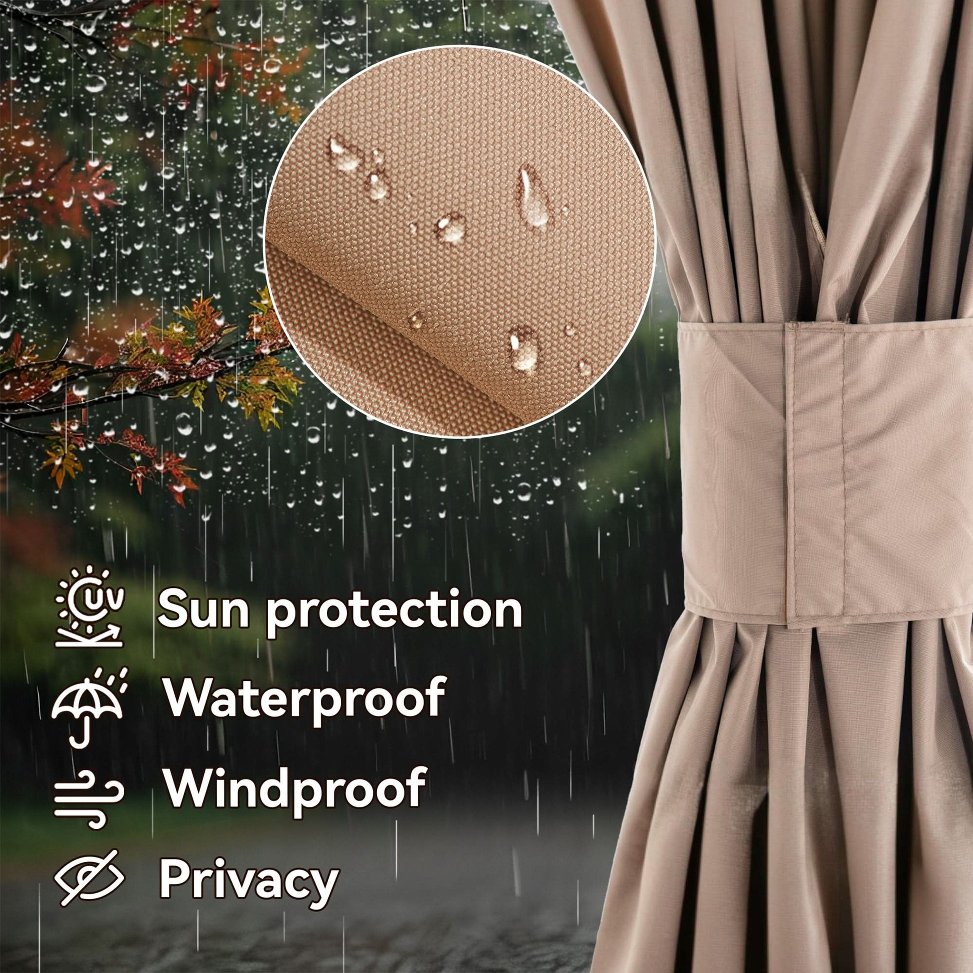 12'x20' Privacy Curtain for Gazebo with Two-way Zipper